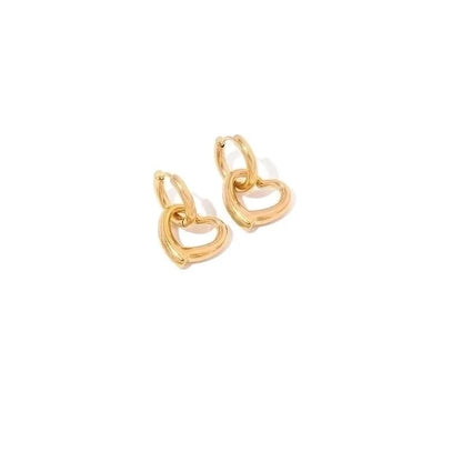 1 Pair Vintage Style Heart Shape Plating Stainless Steel 18K Gold Plated Hoop Earrings
