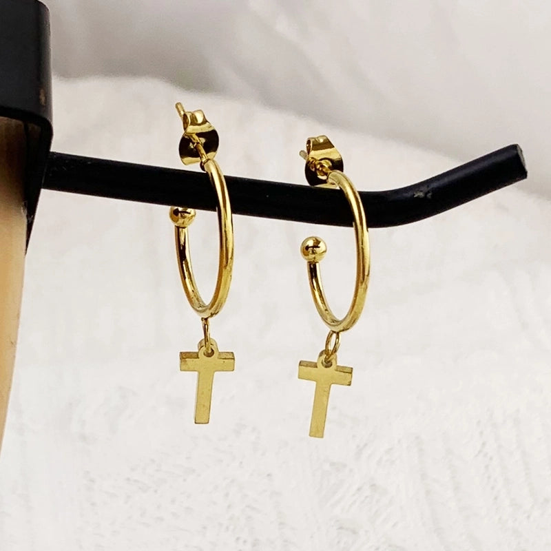 1 Pair Minimalist C Shape Letter Plating 304 Stainless Steel 18K Gold Plated Drop Earrings