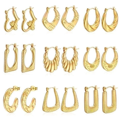 1 Pair Minimalist Classic Style Solid Color Plating 201 Stainless Steel 18K Gold Plated Earrings