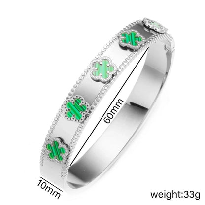 Elegant Letter Heart Shape Flower Titanium Steel Bangle