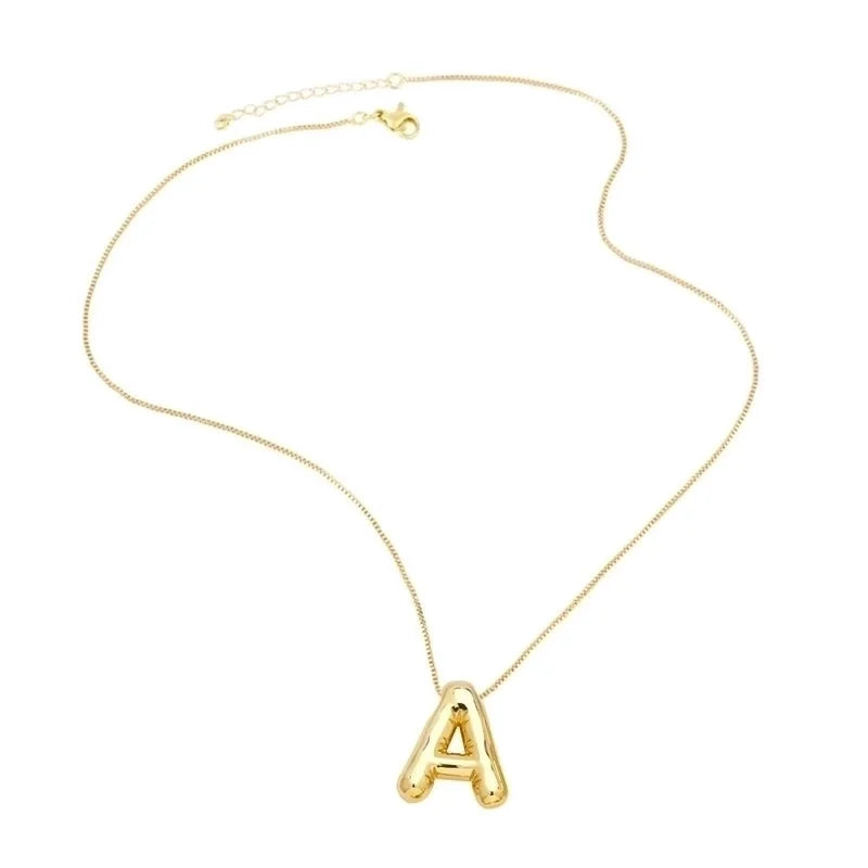 Minimalist Letter Copper Plating 18k Gold Plated Necklace Pendant
