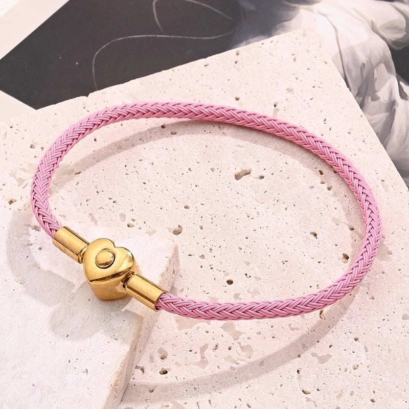 Casual Minimalist Classic Style Simple Solid Color 304 Stainless Steel Wire Rope 18K Gold Plated Bracelets In Bulk