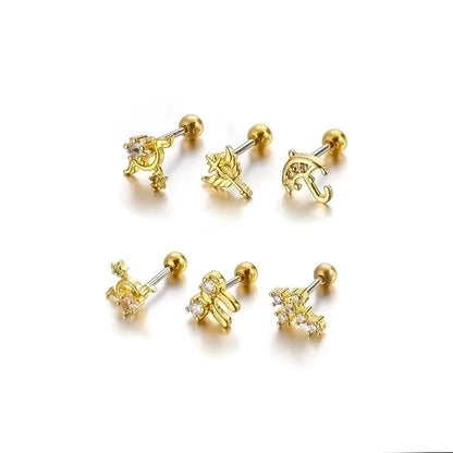 Ear Cartilage Rings & Studs Fashion Bow Knot 316L Stainless Steel Copper Plating Zircon