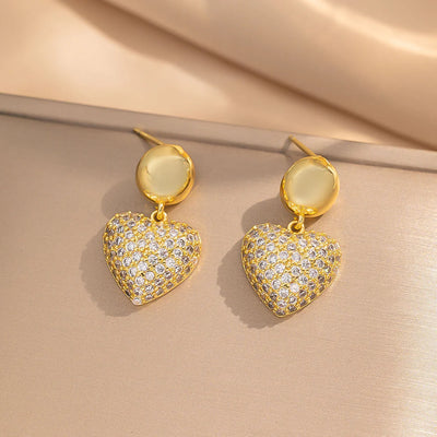 2 Pieces Moderate Luxury Flower Copper Diamond Inlay Stud Earrings