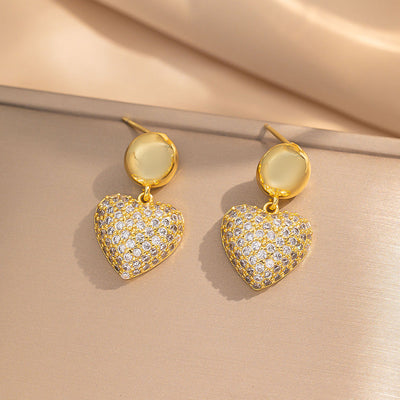 2 Pieces Moderate Luxury Flower Copper Diamond Inlay Stud Earrings