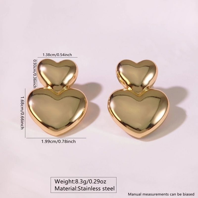 1 Pair French Style Sweet Horns Flower Asymmetrical 304 Stainless Steel Imitation Gold Ear Studs