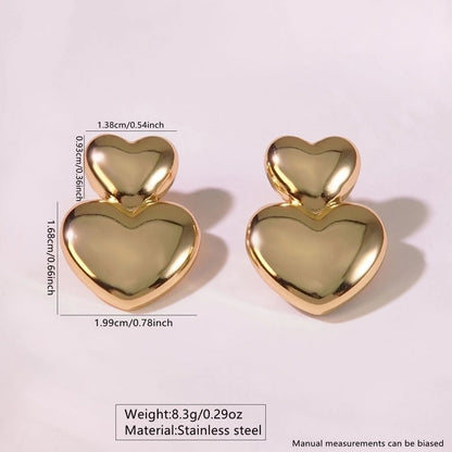 1 Pair French Style Sweet Horns Flower Asymmetrical 304 Stainless Steel Imitation Gold Ear Studs