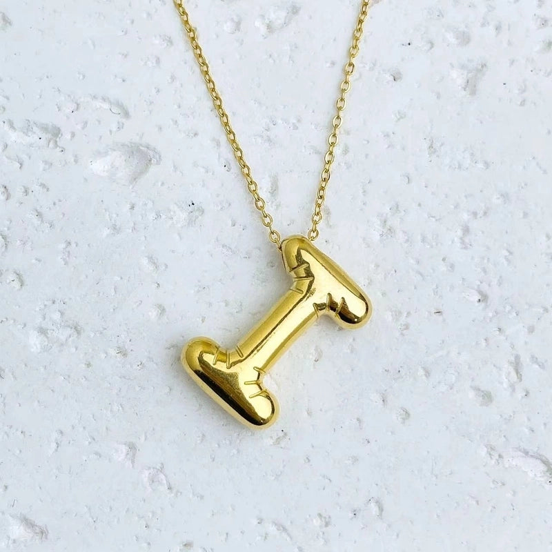 Fashion Balloon Letter Necklace Titanium Steel 26 English Letter Necklace 3D Three-Dimensional Gold Plating Non-Fading
