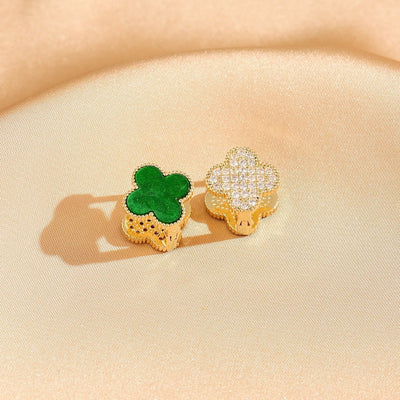 2 Pieces Moderate Luxury Flower Copper Diamond Inlay Stud Earrings