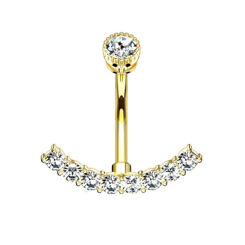 1 Piece Belly Rings Minimalist Moon 316 Stainless Steel Inlay Zircon