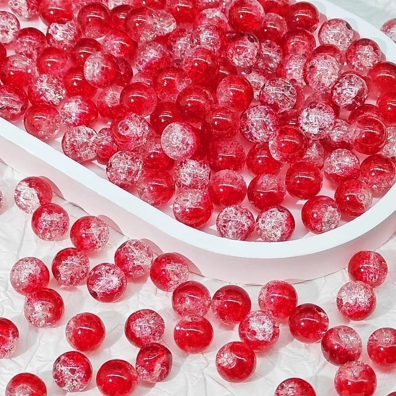 50 PCS/Package Diameter 10mm Diameter 8mm Glass Crackle Glass Beads Round Jewelry Accessories