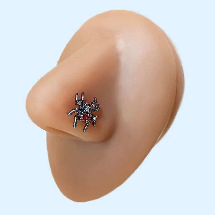 Nose Rings & Studs Hip-hop Rock Animal Bat Bow Knot Stainless Steel Copper Plating Inlay Rhinestones Zircon