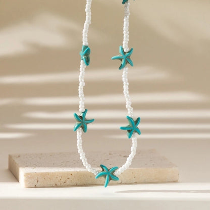 Copper Inlay Star Turquoise Necklace