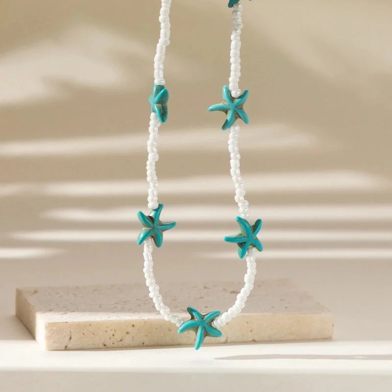 Copper Inlay Star Turquoise Necklace