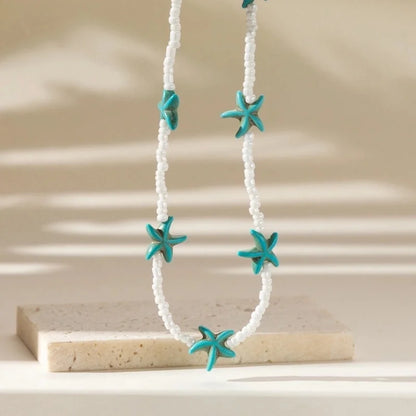Copper Inlay Star Turquoise Necklace