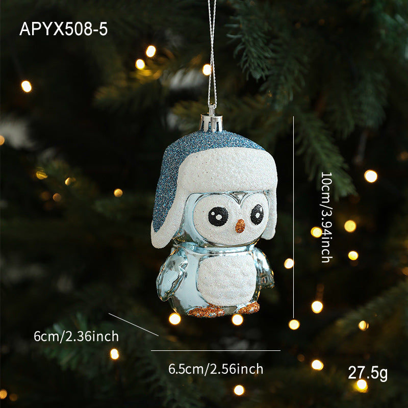 Blue Plastic Hanging Ornaments Sticky Powder Christmas Tree Window Display Decorations Five-pointed Star Snowflake Cartoon Decoration Scene Arrangement