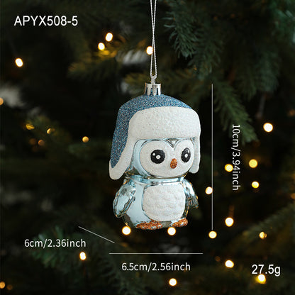 Blue Plastic Hanging Ornaments Sticky Powder Christmas Tree Window Display Decorations Five-pointed Star Snowflake Cartoon Decoration Scene Arrangement