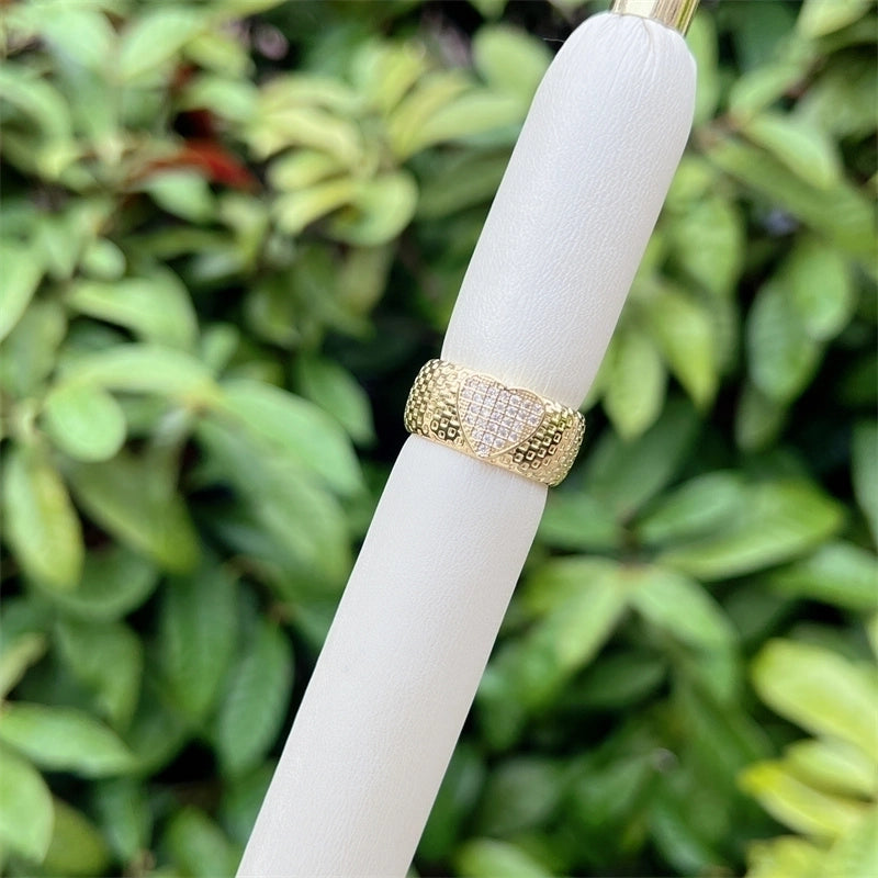 Copper 18K Gold Plated Heart Shape Butterfly Zircon Open Rings