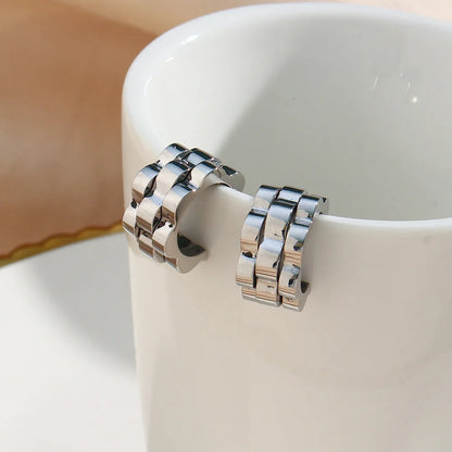 Fashion Circle Geometric Stainless Steel 18K Gold Plated Earrings