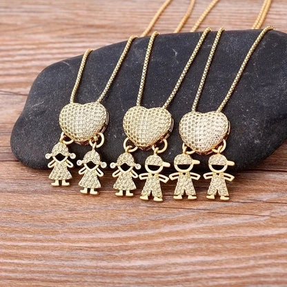 2 Pieces Exaggerated Novelty Modern Style Human Copper Plating Inlay 18K Gold Plated Zircon Pendant Necklace