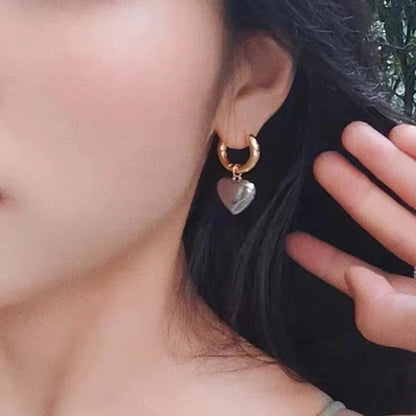1 Pair Casual Minimalist Heart Shape Plating Titanium Steel 18K Gold Plated Drop Earrings