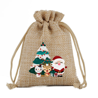 Christmas Nordic Style Cute Modern Style Christmas Tree Snowman Snowflake Imitated Hemp Party Festival Candy Bag