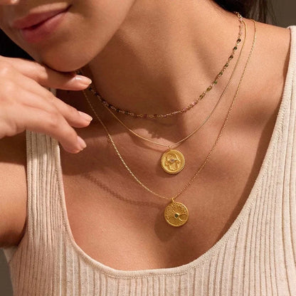 Minimalist Cross Heart Shape 18K Gold Plated Zircon 201 Stainless Steel 304 Stainless Steel Beaded Chain Paperclip Chain Pendant Necklaces