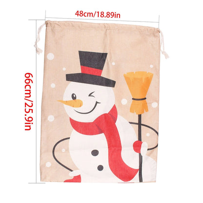 Christmas Gift Bag Christmas Large Printed Drawstring Drawstring Drawstring Bag Imitation Linen Santa Claus Backpack Gift Bag