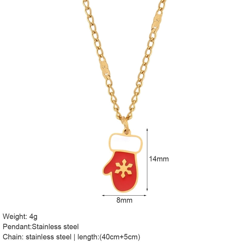 Nordic Style Classic Style Gingerbread Moon 316L Stainless Steel Plating Pendant Necklace