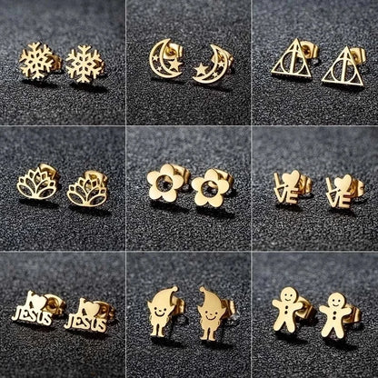1 Pair Minimalist Classic Style Geometric Polishing Plating 304 Stainless Steel 18K Gold Plated Ear Studs