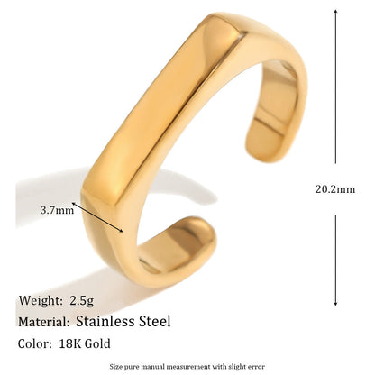 Minimalist Fashion Circle Stripe Geometric Stainless Steel Electroplating Rings