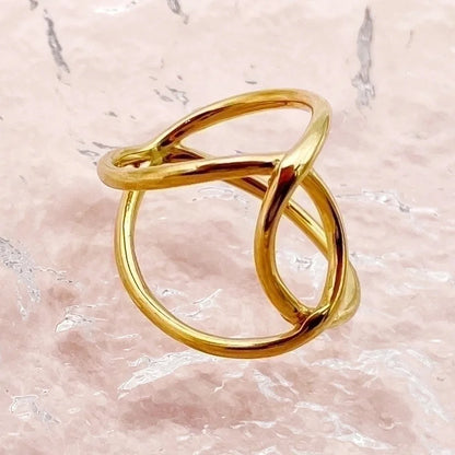 304 Stainless Steel 14K Gold Plated Classical Minimalist Plating Hollow Out Irregular Geometric Rings