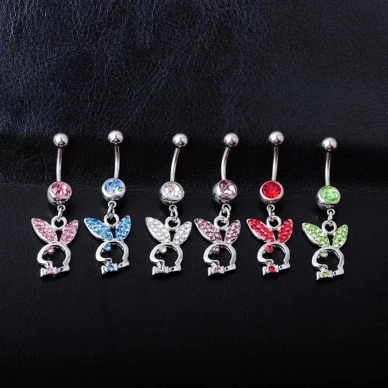 Piercing Jewelry Diamond Rabbit Belly Ring Multi-color Navel Stud