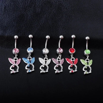 Piercing Jewelry Diamond Rabbit Belly Ring Multi-color Navel Stud