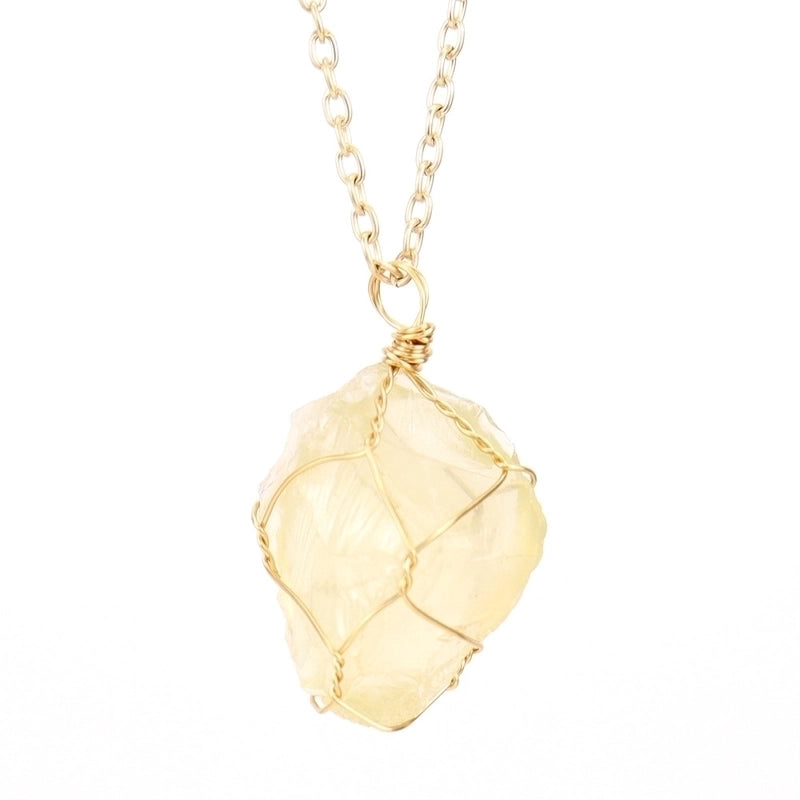 Minimalist Geometric Alloy Natural Stone Knitting Pendant Necklace