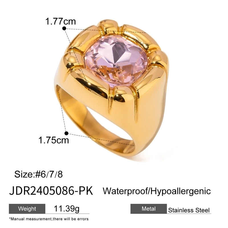 Formal Classic Style Artistic Geometric 304 Stainless Steel Glass Inlay Rings