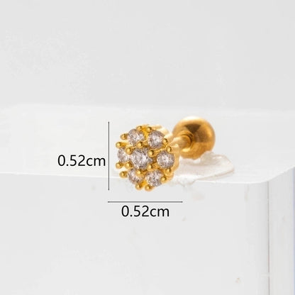 Ear Cartilage Rings & Studs Flower 316L Stainless Steel Copper Inlaid Zircon