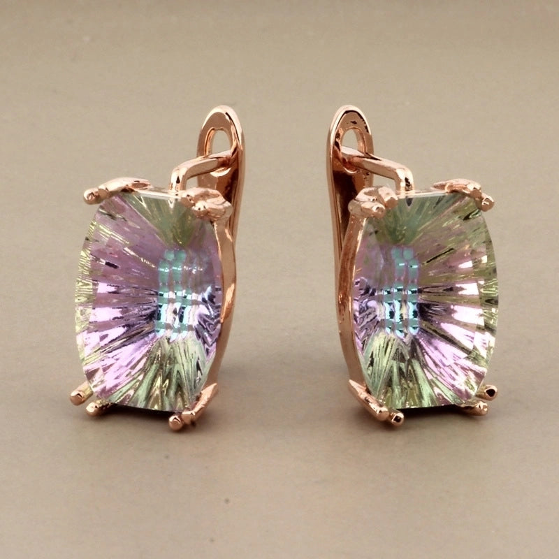 1 Pair Minimalist Classic Style Solid Color Inlay Copper Artificial Gemstones Earrings