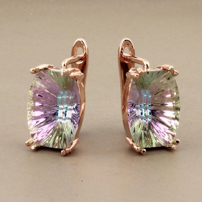 1 Pair Minimalist Classic Style Solid Color Inlay Copper Artificial Gemstones Earrings