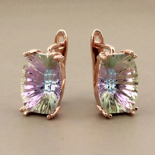 1 Pair Minimalist Classic Style Solid Color Inlay Copper Artificial Gemstones Earrings