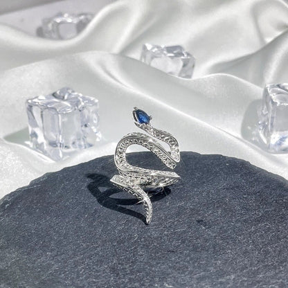 Hip-Hop Cool Style Snake Copper Plating Inlay Rhinestones Open Rings