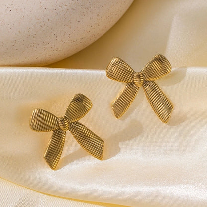 Elegant Sweet Streetwear Bow Knot Titanium Steel Plating Bracelets Earrings Necklace