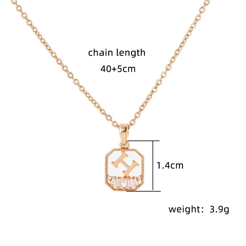 Copper 18K Gold Plated Plating Inlay Double Ring Letter Zircon Necklace