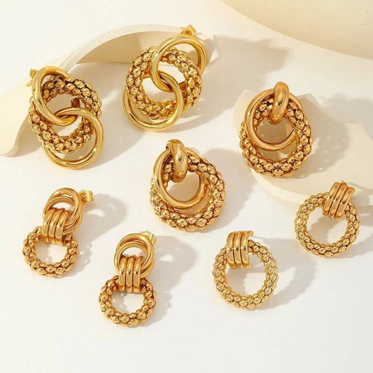 1 Pair Basic Minimalist Geometric Hollow Out 304 Stainless Steel 18K Gold Plated Ear Studs