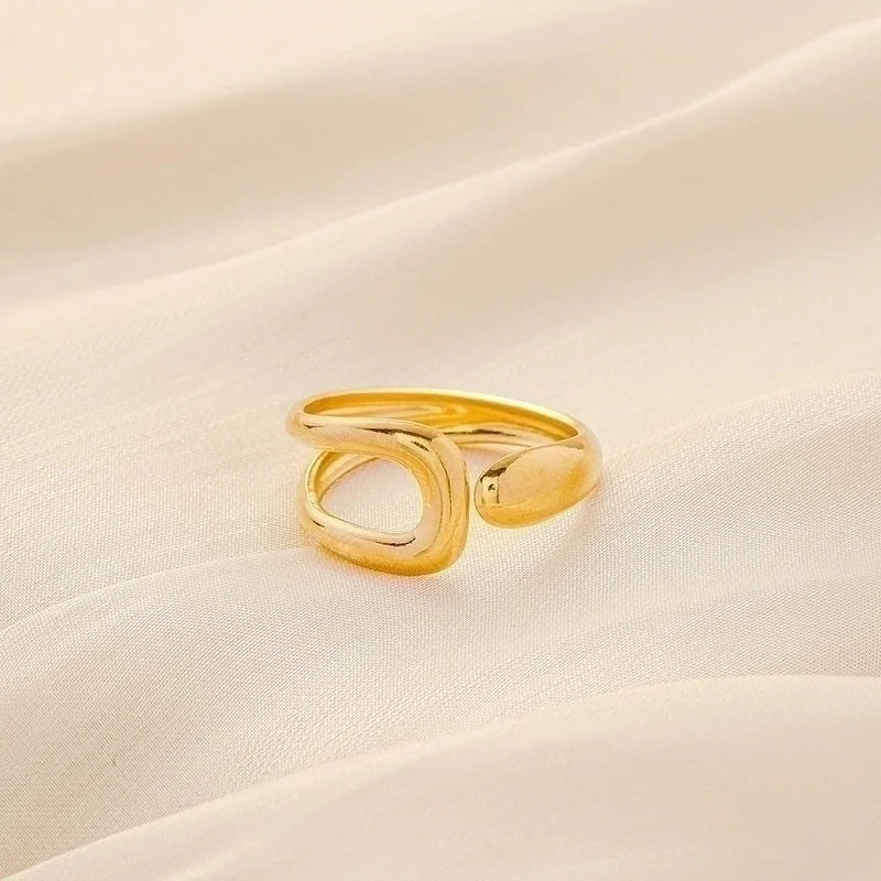 Fashion Geometric 304 Stainless Steel 18K Gold Plated Plating Open Ring