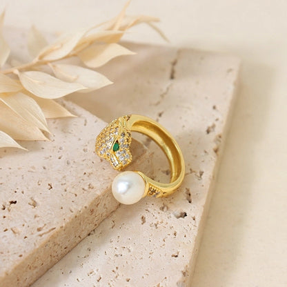 Sweet Round Copper Plating Inlay Rhinestones 18k Gold Plated Open Rings