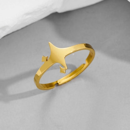 Funny Sweet Pastoral Star Bat Butterfly 201 Stainless Steel 18K Gold Plated Polishing Open Rings