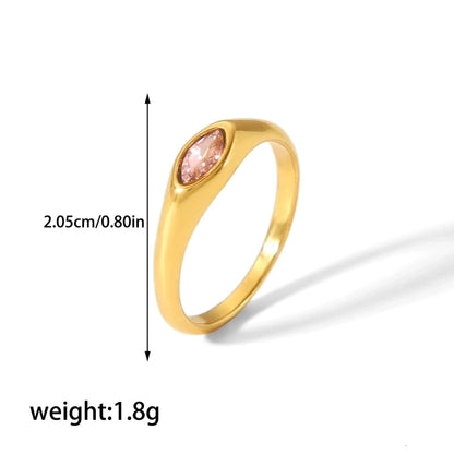 304 Stainless Steel Casual Korean Style Plating Inlay Round Zircon Rings