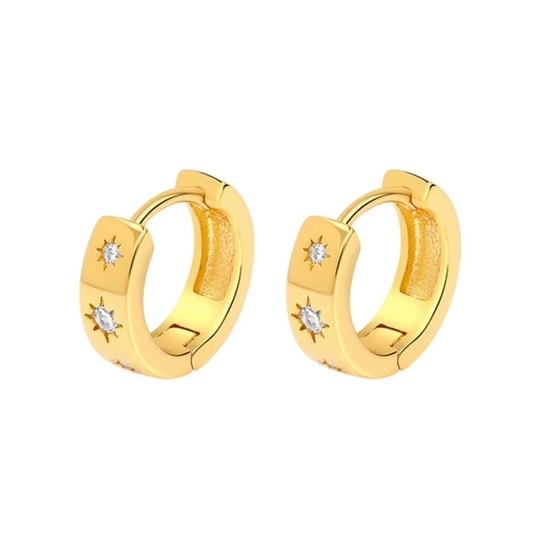 1 Pair Retro Round Copper Zircon Hoop Earrings