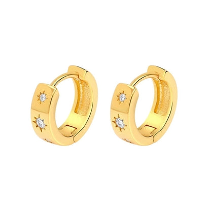 1 Pair Retro Round Copper Zircon Hoop Earrings